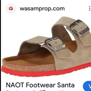 NAOT Santa Barbara Tan Suede Sandals with Red Bottoms Sz 37/6.5